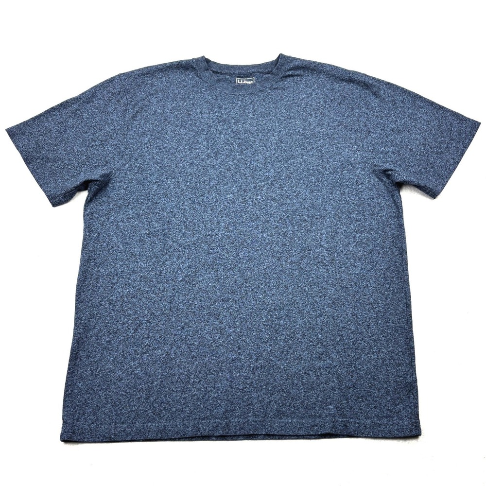 LL Bean Mens Large Blue Heather Traditional Fit Short Sleeve Cotton T Shirt L